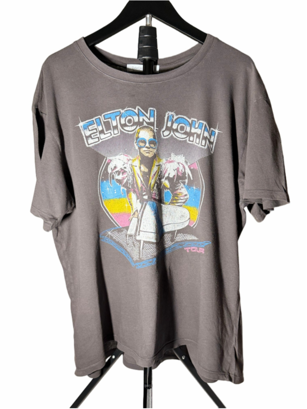 Daydreamer Elton John Tour Graphic Tee Large Charcoal Gray Band Shirt